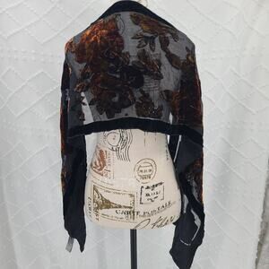 Laura Leigh Ltd floral burn out velvet silk scarf black Goth Whimsigoth Witchy